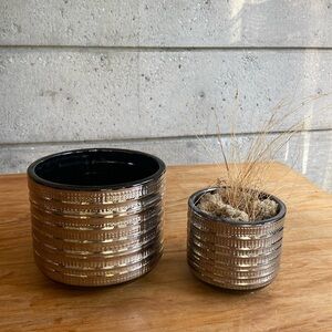 2 x Silver/Black Planters